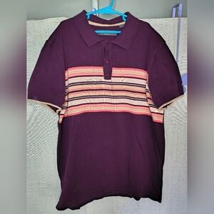 Ben Sherman Dark Purple Polo with Striped Design